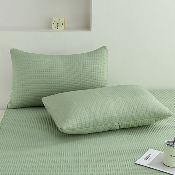 91家纺网 家纺一手货源 找家纺 圣楚家纺 2025春夏新款清凉华夫格夏被夏凉被空调被 清凉草绿