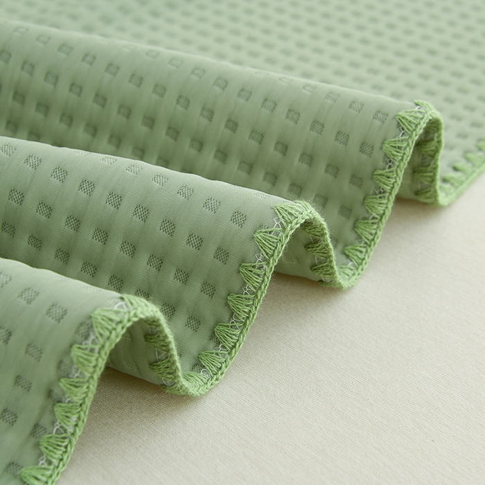 91家纺网 家纺一手货源 找家纺 圣楚家纺 2025春夏新款清凉华夫格夏被夏凉被空调被 清凉草绿