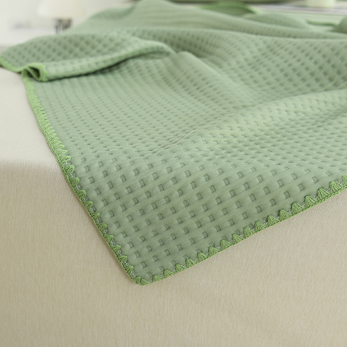 91家纺网 家纺一手货源 找家纺 圣楚家纺 2025春夏新款清凉华夫格夏被夏凉被空调被 清凉草绿