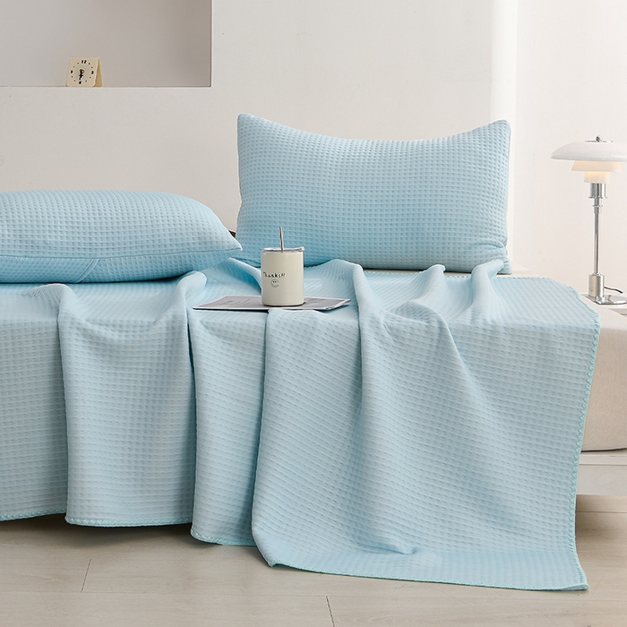 91家纺网 家纺一手货源 找家纺 圣楚家纺 2025春夏新款清凉华夫格夏被夏凉被空调被 清凉天蓝