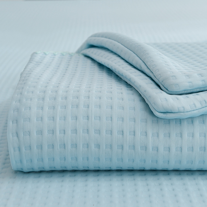 91家纺网 家纺一手货源 找家纺 圣楚家纺 2025春夏新款清凉华夫格夏被夏凉被空调被 清凉天蓝