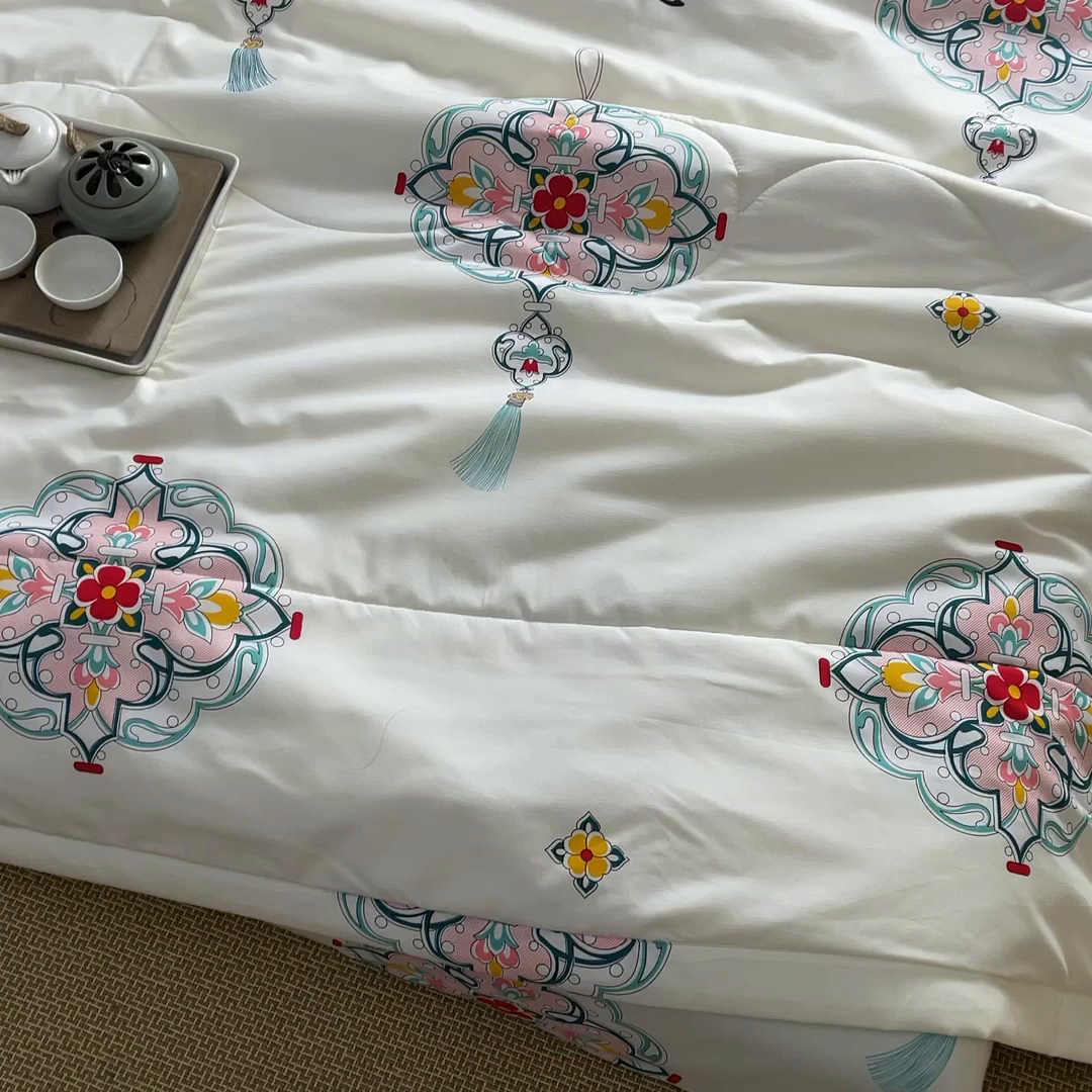 91家纺网 家纺一手货源 找家纺 圣楚家纺 2025春夏新款大豆纤维夏被夏凉被空调被 吉祥