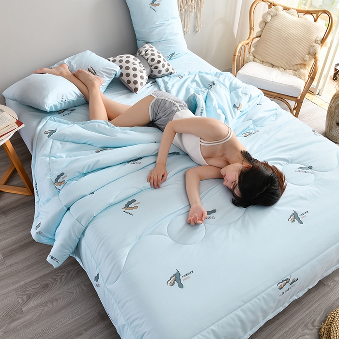 91家纺网 家纺一手货源 找家纺 圣楚家纺 2025春夏新款大豆纤维夏被夏凉被空调被 相思-蓝