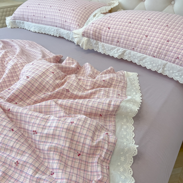 91家纺网 家纺一手货源 找家纺 （总）盼季家纺 2025新款水洗棉蕾丝花边四件套