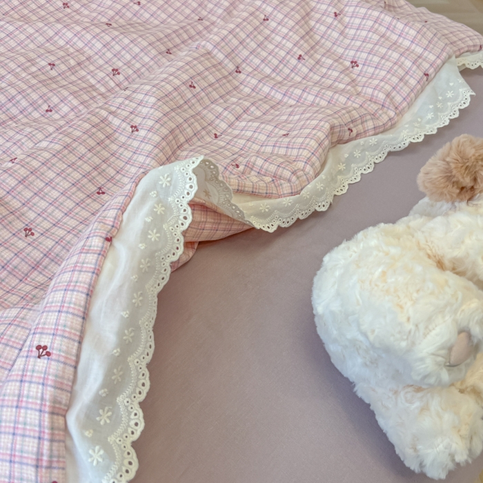 91家纺网 家纺一手货源 找家纺 （总）盼季家纺 2025新款水洗棉蕾丝花边四件套