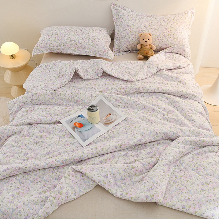 91家纺网 家纺一手货源 找家纺 圣楚家纺 2025春夏新款全棉双层纱夏被夏凉被空调被 春序