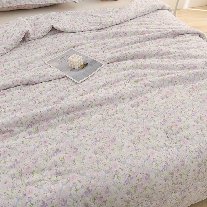 91家纺网 家纺一手货源 找家纺 圣楚家纺 2025春夏新款全棉双层纱夏被夏凉被空调被 春序