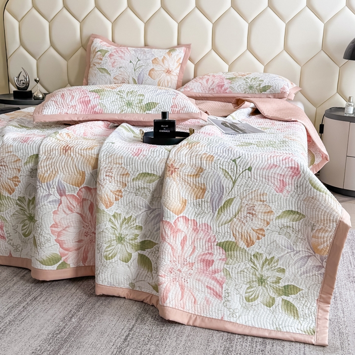 91家纺网 家纺一手货源 找家纺 （总）晨晨家纺 2025新款A类印花莱赛尔天丝软席床盖三件套