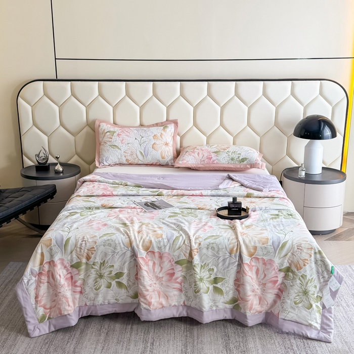 91家纺网 家纺一手货源 找家纺 （总）晨晨家纺 2025新款A类印花莱赛尔天丝软席床盖三件套