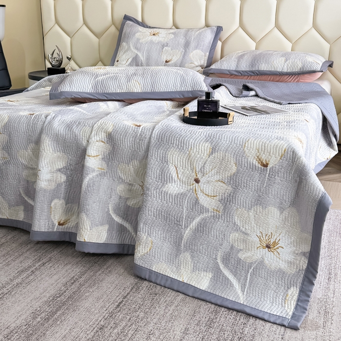 91家纺网 家纺一手货源 找家纺 晨晨家纺 2025新款A类印花莱赛尔天丝软席床盖三件套 乐莹