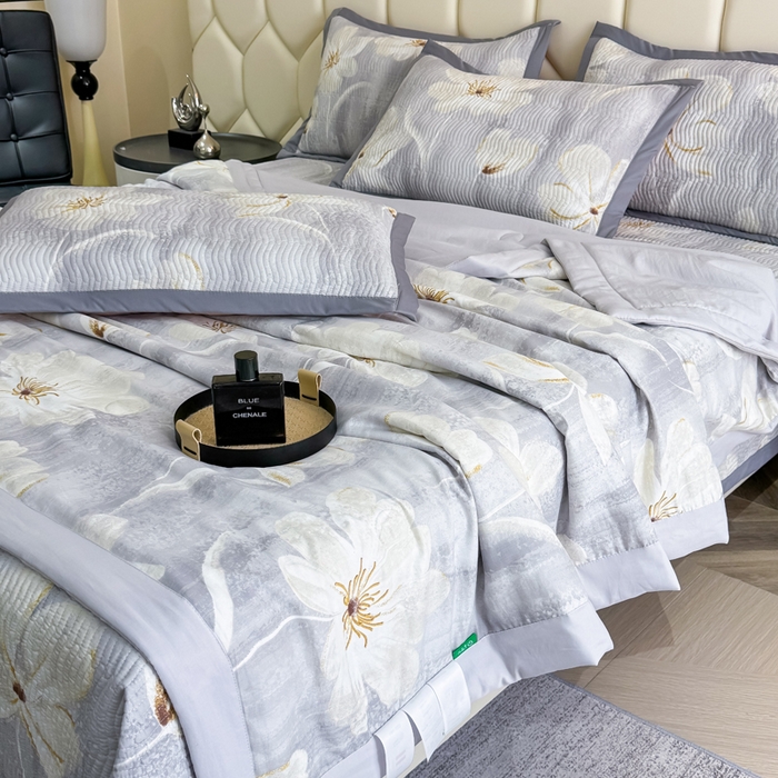 91家纺网 家纺一手货源 找家纺 晨晨家纺 2025新款A类印花莱赛尔天丝软席床盖三件套 乐莹