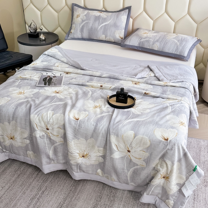 91家纺网 家纺一手货源 找家纺 晨晨家纺 2025新款A类印花莱赛尔天丝软席床盖三件套 乐莹