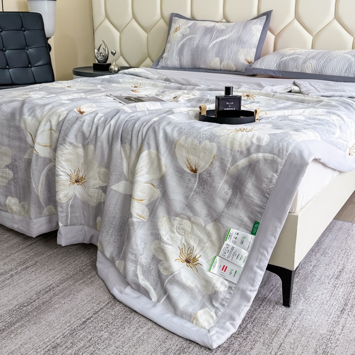 91家纺网 家纺一手货源 找家纺 晨晨家纺 2025新款A类印花莱赛尔天丝软席床盖三件套 乐莹