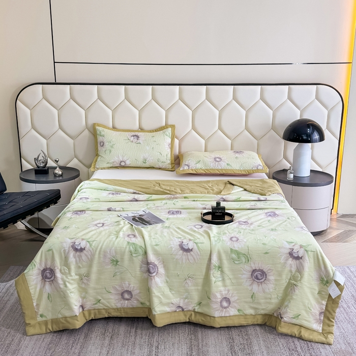 91家纺网 家纺一手货源 找家纺 晨晨家纺 2025新款A类印花莱赛尔天丝软席床盖三件套 林夕