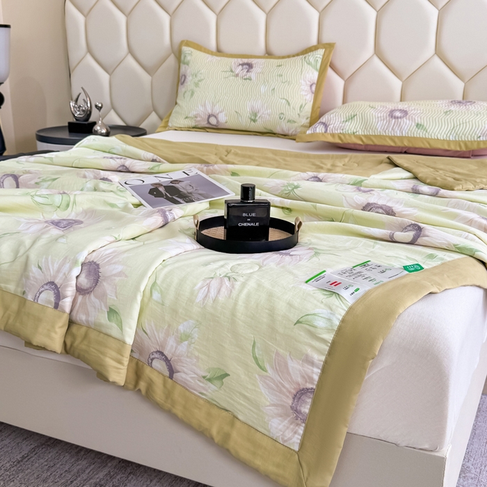 91家纺网 家纺一手货源 找家纺 晨晨家纺 2025新款A类印花莱赛尔天丝软席床盖三件套 林夕