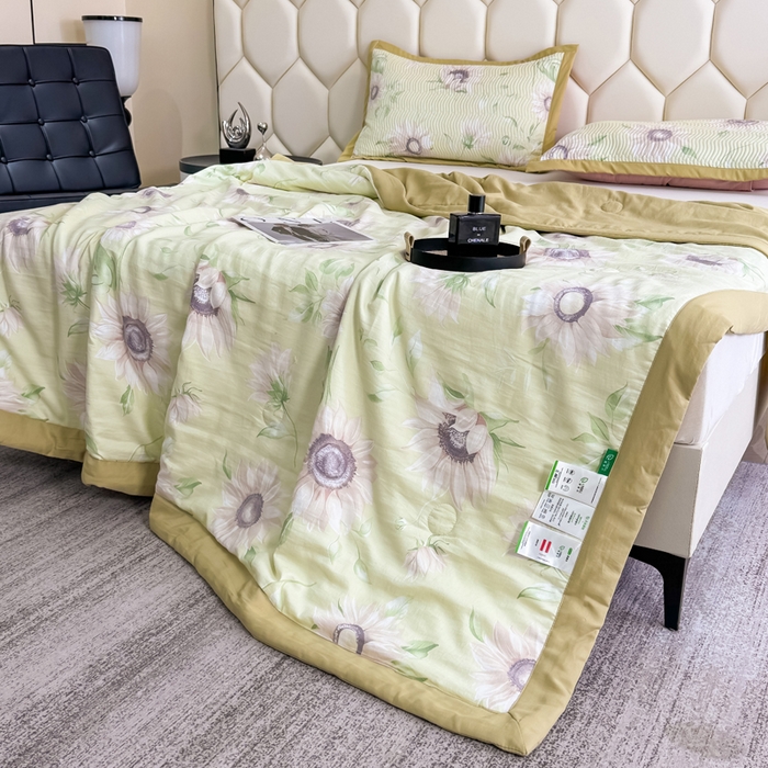 91家纺网 家纺一手货源 找家纺 晨晨家纺 2025新款A类印花莱赛尔天丝软席床盖三件套 林夕