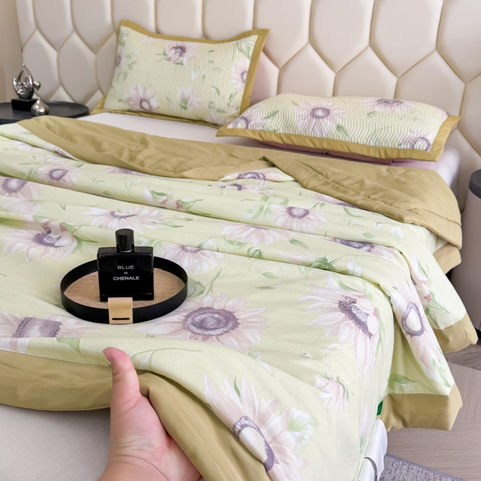 91家纺网 家纺一手货源 找家纺 晨晨家纺 2025新款A类印花莱赛尔天丝软席床盖三件套 林夕