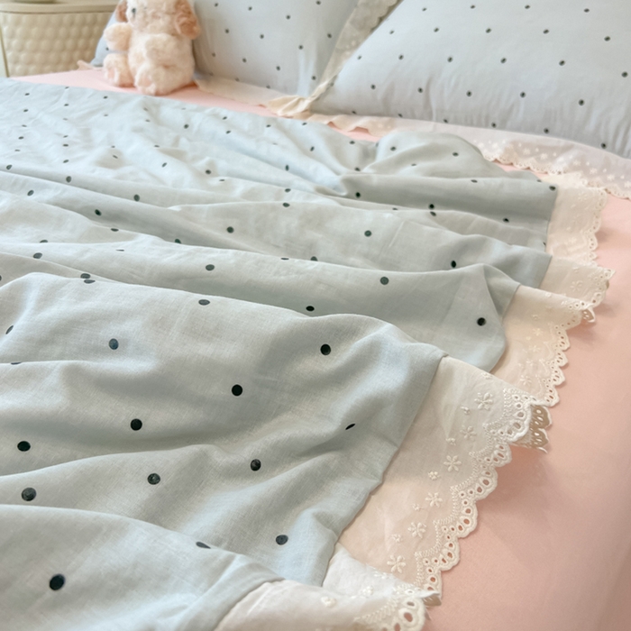 91家纺网 家纺一手货源 找家纺 盼季家纺 2025新款水洗棉蕾丝花边四件套 蕾丝小花边-海盐波波