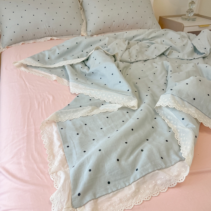 91家纺网 家纺一手货源 找家纺 盼季家纺 2025新款水洗棉蕾丝花边四件套 蕾丝小花边-海盐波波