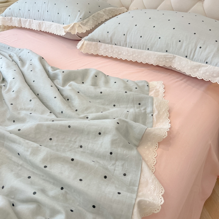 91家纺网 家纺一手货源 找家纺 盼季家纺 2025新款水洗棉蕾丝花边四件套 蕾丝小花边-海盐波波