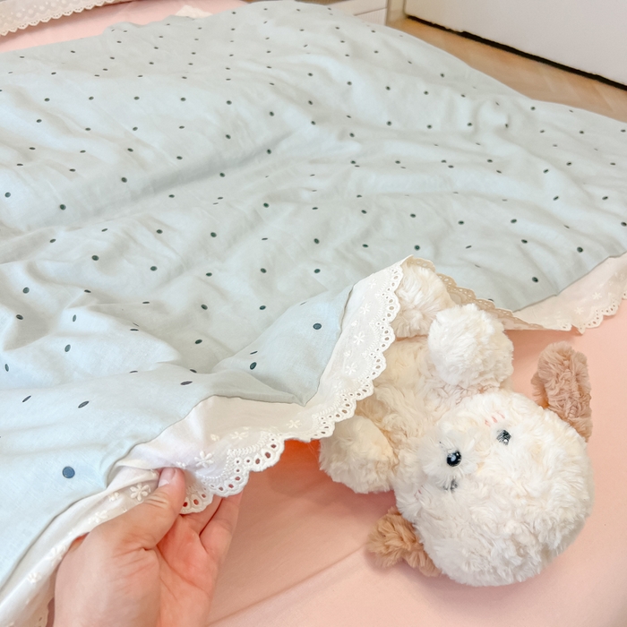 91家纺网 家纺一手货源 找家纺 盼季家纺 2025新款水洗棉蕾丝花边四件套 蕾丝小花边-海盐波波