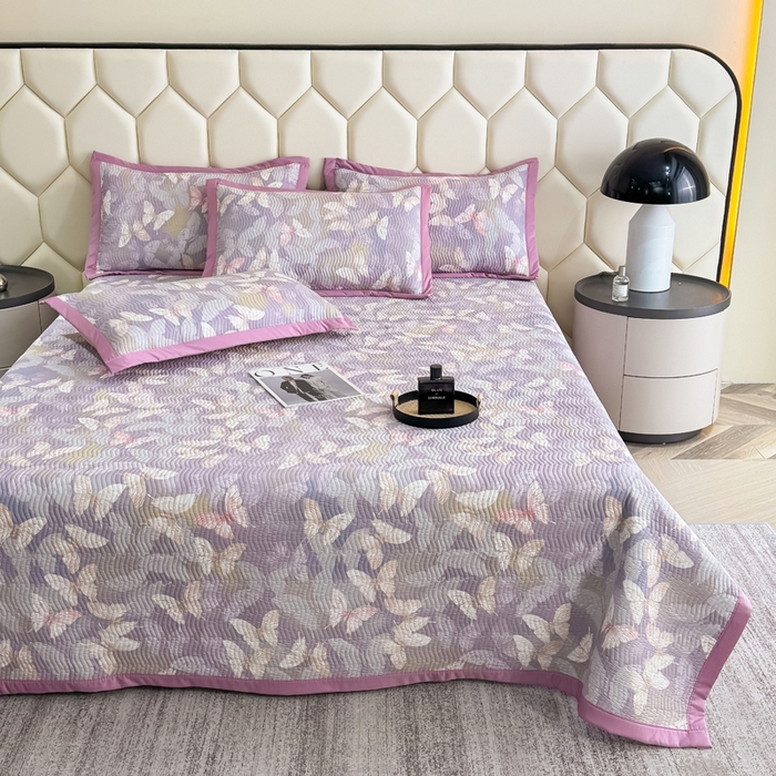 91家纺网 家纺一手货源 找家纺 晨晨家纺 2025新款A类印花莱赛尔天丝软席床盖三件套 梦蝶