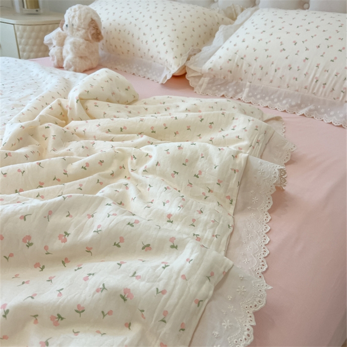 91家纺网 家纺一手货源 找家纺 盼季家纺 2025新款水洗棉蕾丝花边四件套 蕾丝小花边-郁金香