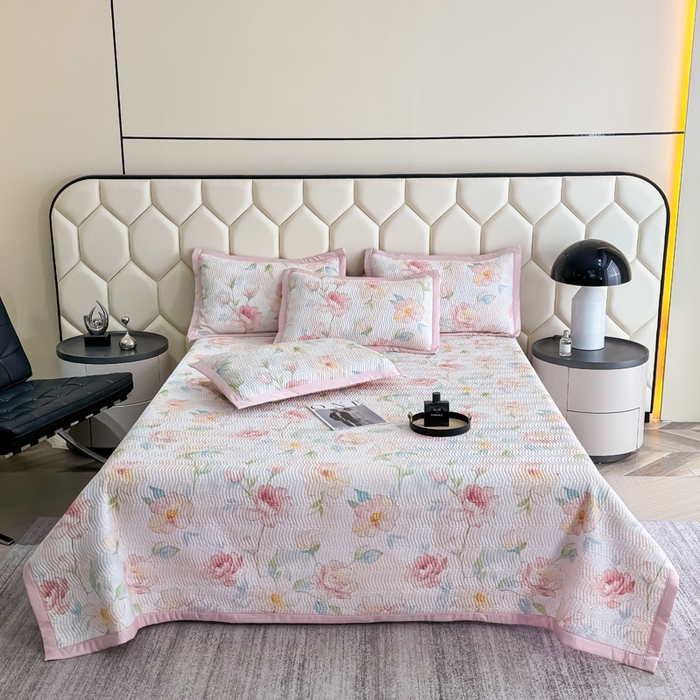 91家纺网 家纺一手货源 找家纺 晨晨家纺 2025新款A类印花莱赛尔天丝软席床盖三件套 妙颜