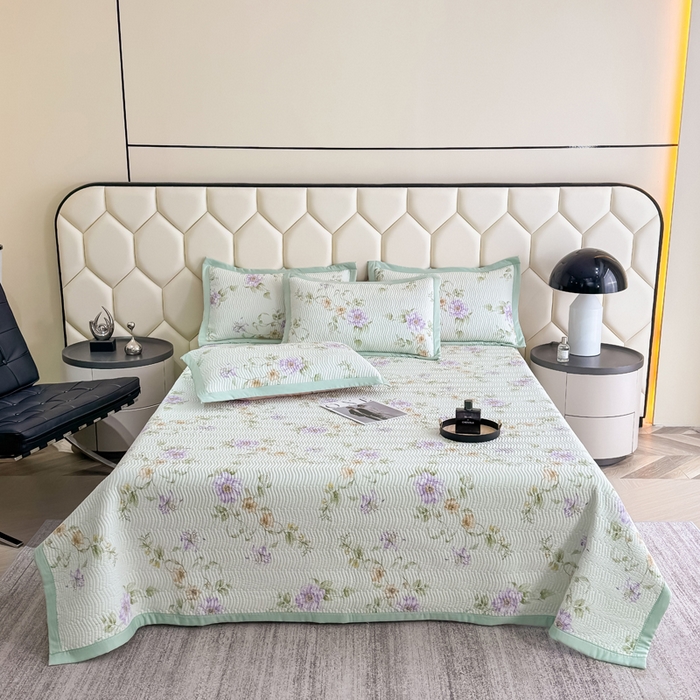 91家纺网 家纺一手货源 找家纺 晨晨家纺 2025新款A类印花莱赛尔天丝软席床盖三件套 沐初