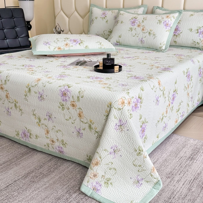 91家纺网 家纺一手货源 找家纺 晨晨家纺 2025新款A类印花莱赛尔天丝软席床盖三件套 沐初