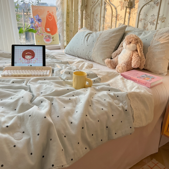 91家纺网 家纺一手货源 找家纺 盼季家纺 2025新款A类夏季夏天蕾丝花边大豆纤维被夏凉被床单四件套空调被 蕾丝花边夏被-海盐拿铁