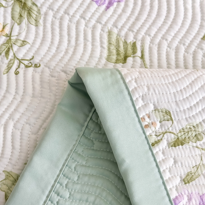 91家纺网 家纺一手货源 找家纺 晨晨家纺 2025新款A类印花莱赛尔天丝软席床盖三件套 沐初