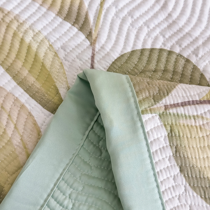 91家纺网 家纺一手货源 找家纺 晨晨家纺 2025新款A类印花莱赛尔天丝软席床盖三件套 语叶