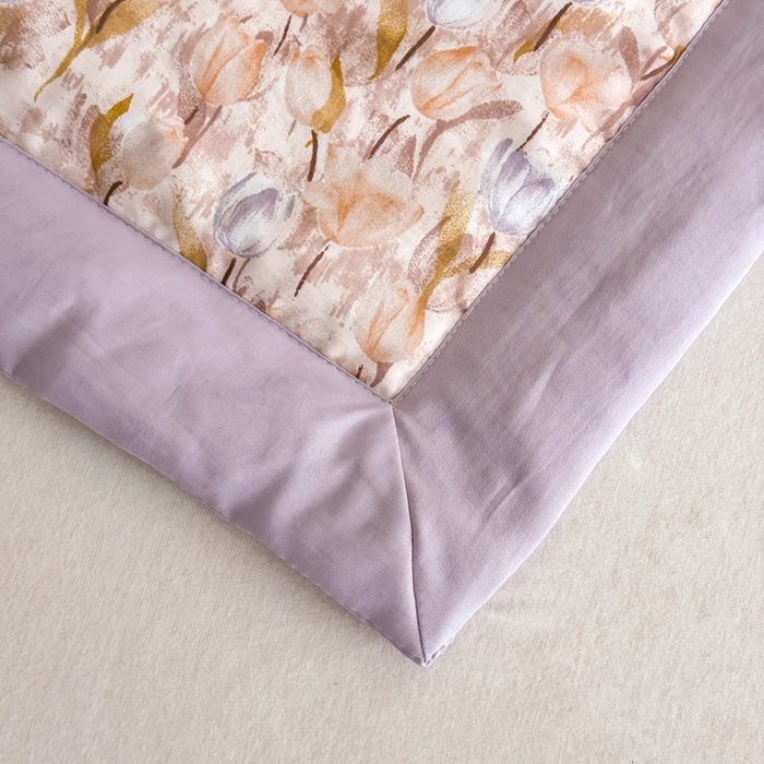 91家纺网 家纺一手货源 找家纺 晨晨家纺 2025新款A类印花莱赛尔天丝软席床盖三件套 紫韵