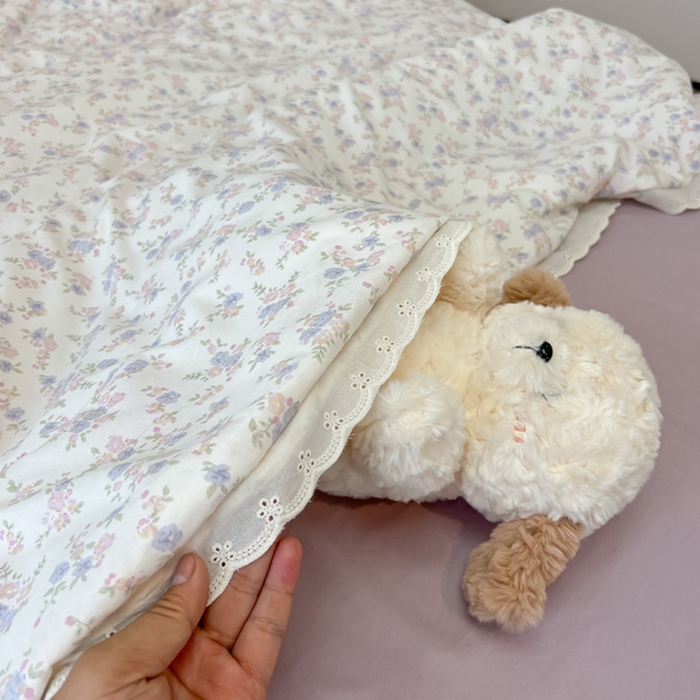 91家纺网 家纺一手货源 找家纺 盼季家纺 2025新款水洗棉蕾丝花边四件套 小蕾丝花边-紫芽