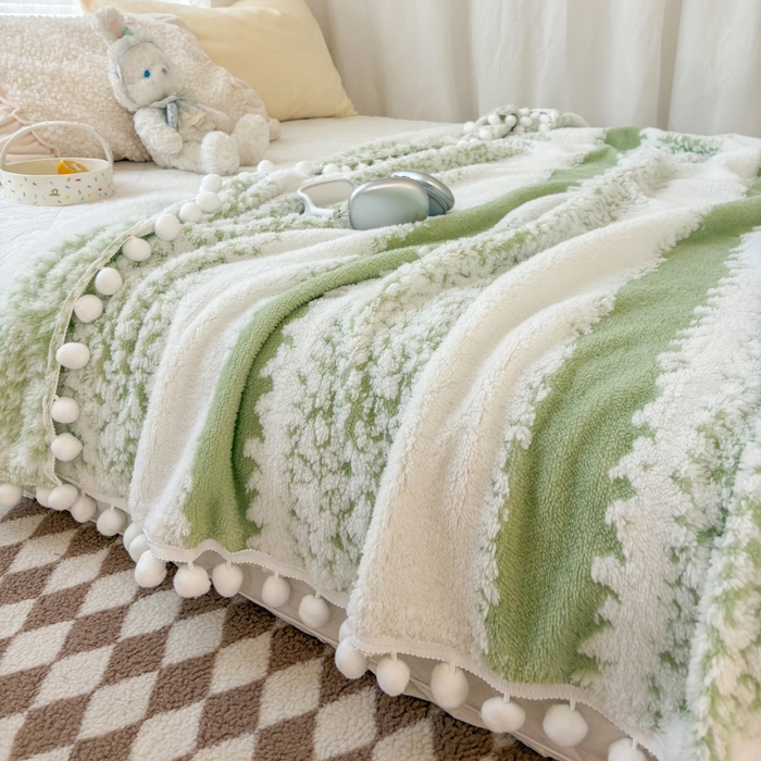 91家纺网 家纺一手货源 找家纺 （总）潮邦创意家居 【标准250G】阳离子双色提花星绒梦语小球毯可供跨境电商可压缩