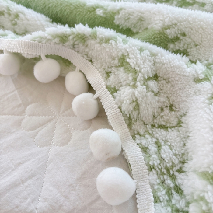 91家纺网 家纺一手货源 找家纺 潮邦创意家居 【标准250G】阳离子双色提花星绒梦语小球毯可供跨境电商可压缩 星绒梦语雅绿