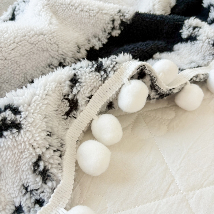 91家纺网 家纺一手货源 找家纺 潮邦创意家居 【标准250G】阳离子双色提花星绒梦语小球毯可供跨境电商可压缩 星绒梦语素墨