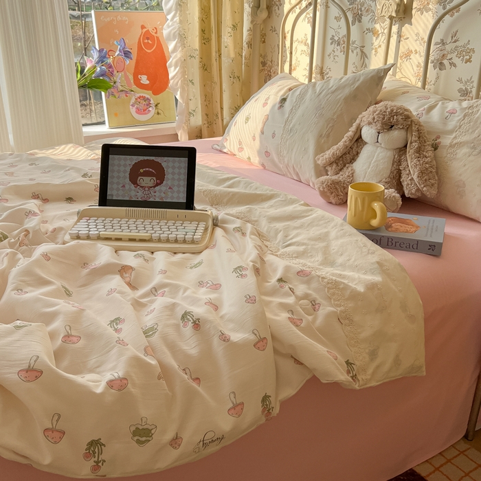 91家纺网 家纺一手货源 找家纺 （总）盼季家纺 2025新款A类夏季夏天蕾丝花边大豆纤维被夏凉被床单四件套空调被