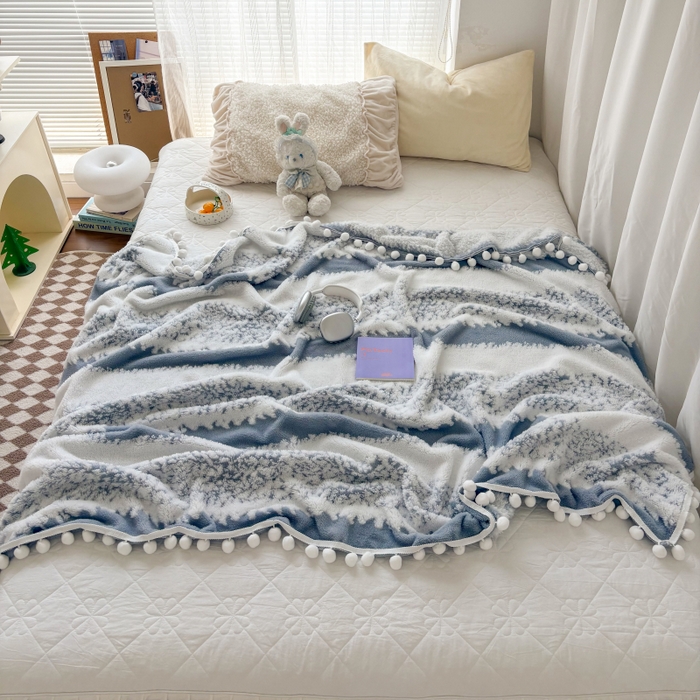 91家纺网 家纺一手货源 找家纺 潮邦创意家居 【标准250G】阳离子双色提花星绒梦语小球毯可供跨境电商可压缩 星绒梦语烟灰