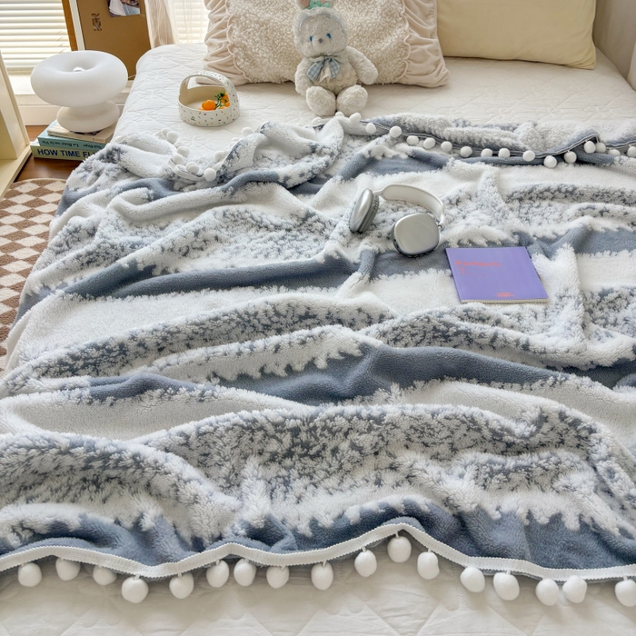 91家纺网 家纺一手货源 找家纺 潮邦创意家居 【标准250G】阳离子双色提花星绒梦语小球毯可供跨境电商可压缩 星绒梦语烟灰