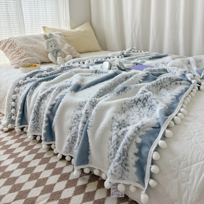 91家纺网 家纺一手货源 找家纺 潮邦创意家居 【标准250G】阳离子双色提花星绒梦语小球毯可供跨境电商可压缩 星绒梦语烟灰