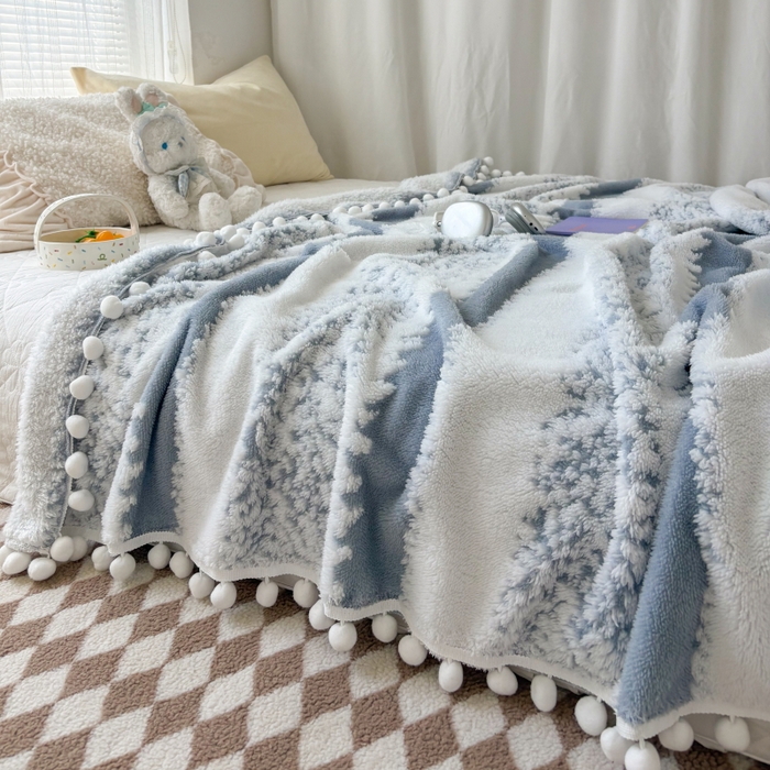 91家纺网 家纺一手货源 找家纺 潮邦创意家居 【标准250G】阳离子双色提花星绒梦语小球毯可供跨境电商可压缩 星绒梦语烟灰