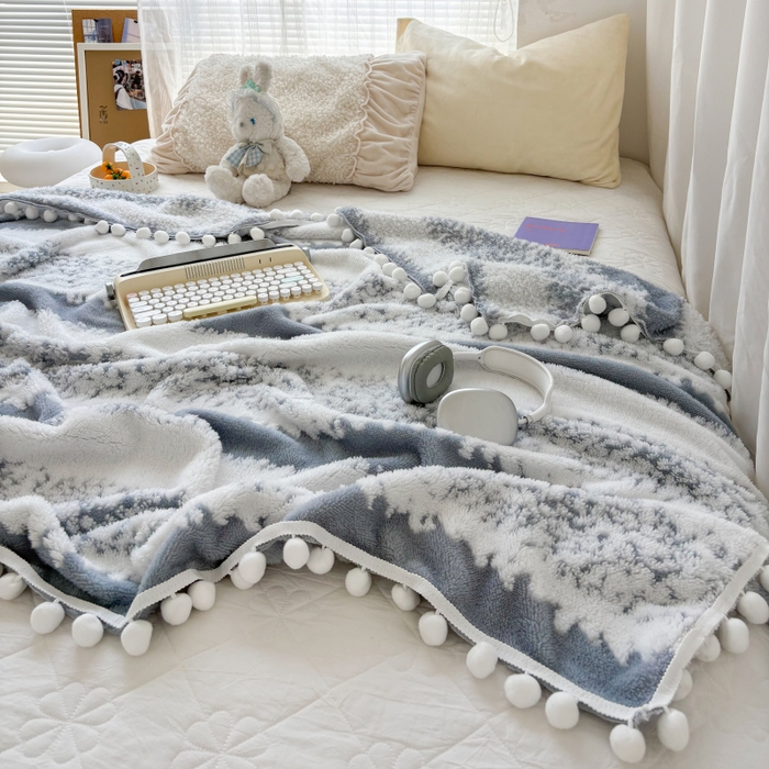 91家纺网 家纺一手货源 找家纺 潮邦创意家居 【标准250G】阳离子双色提花星绒梦语小球毯可供跨境电商可压缩 星绒梦语烟灰