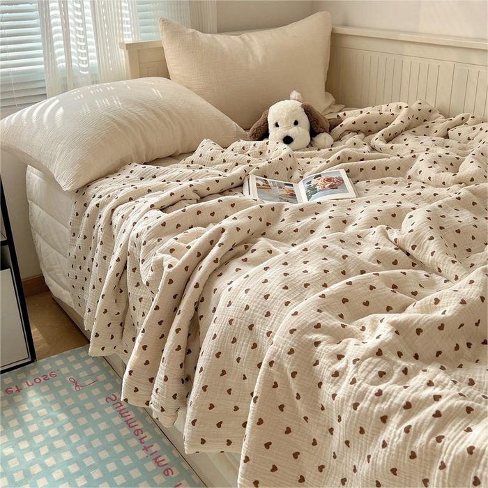 91家纺网 家纺一手货源 找家纺 繁花家居 2025新款AA版水洗棉超软夏被直播热款 爱心咖