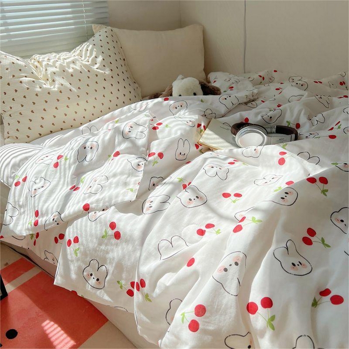 91家纺网 家纺一手货源 找家纺 繁花家居 2025新款AA版水洗棉超软夏被直播热款 樱桃兔