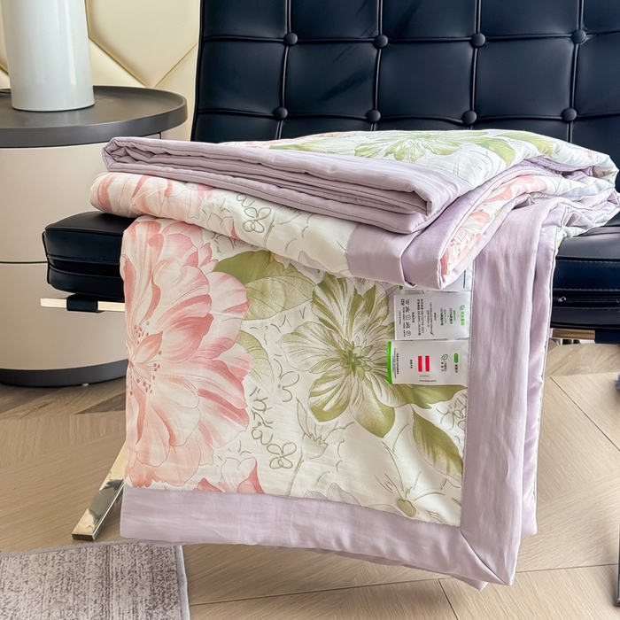 91家纺网 家纺一手货源 找家纺 晨晨家纺 2025新款A类印花莱赛尔天丝软席床盖三件套 沐初