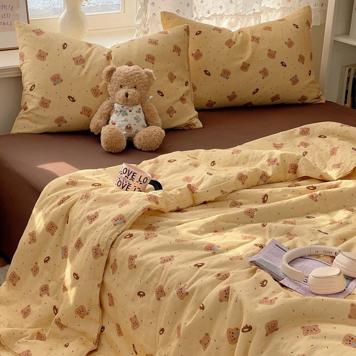 91家纺网 家纺一手货源 找家纺 繁花家居 2025新款AA版水洗棉超软夏被直播热款 黄油小熊