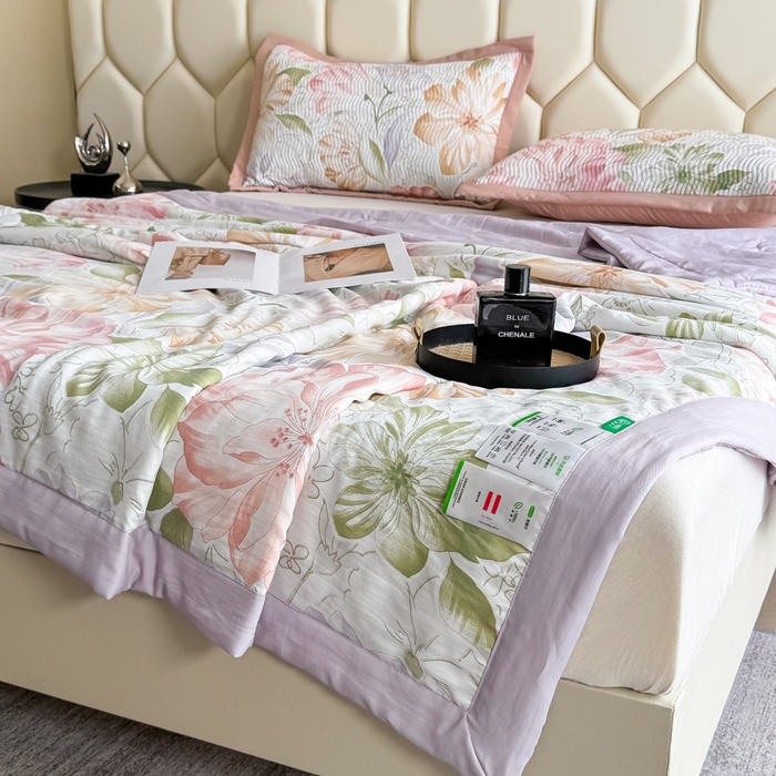 91家纺网 家纺一手货源 找家纺 晨晨家纺 2025新款A类印花莱赛尔天丝软席夏被夏凉被空调被 澜梦