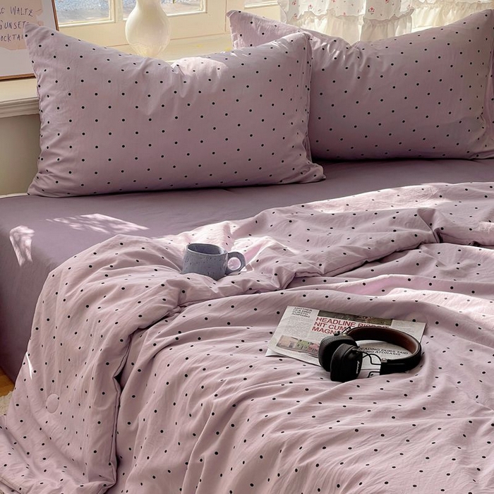 91家纺网 家纺一手货源 找家纺 繁花家居 2025新款AA版水洗棉超软夏被直播热款 波点旋律-紫